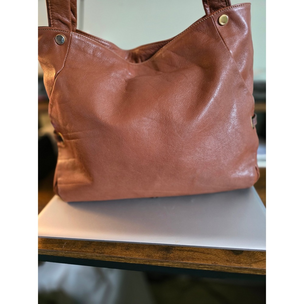 Renzo Costa Brown Pebbled Leather Shoulder Bag Hobo Handbag Gold Tone Hardware - Picture 2 of 15